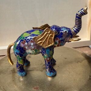 Colorful Elephant Figurine with Gold Accents